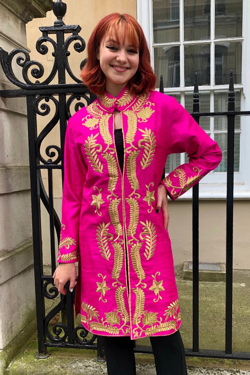 Shocking Pink Maharani Silk Jacket