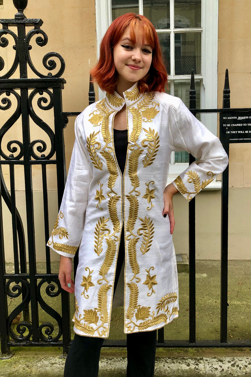 White silk jacket for ladies cheap
