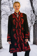 Black with Red Maharani Pure Wool Jacket