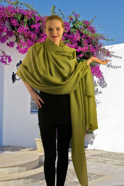 Olive Oversized Light Water Pashmina