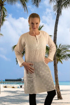 Waterlily Embroidered Cotton Kaftan