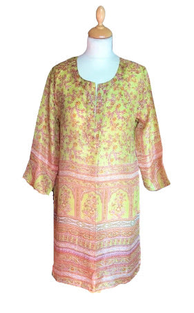 Green with Border Silk Kaftan