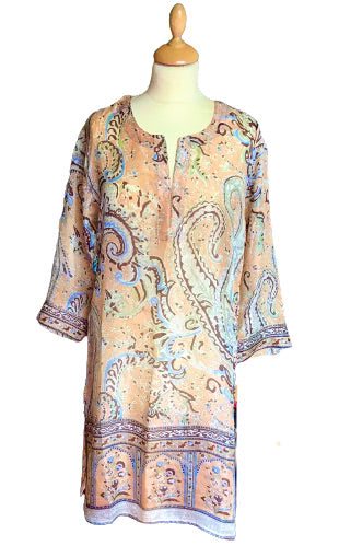 Orange Paisley Silk Kaftan