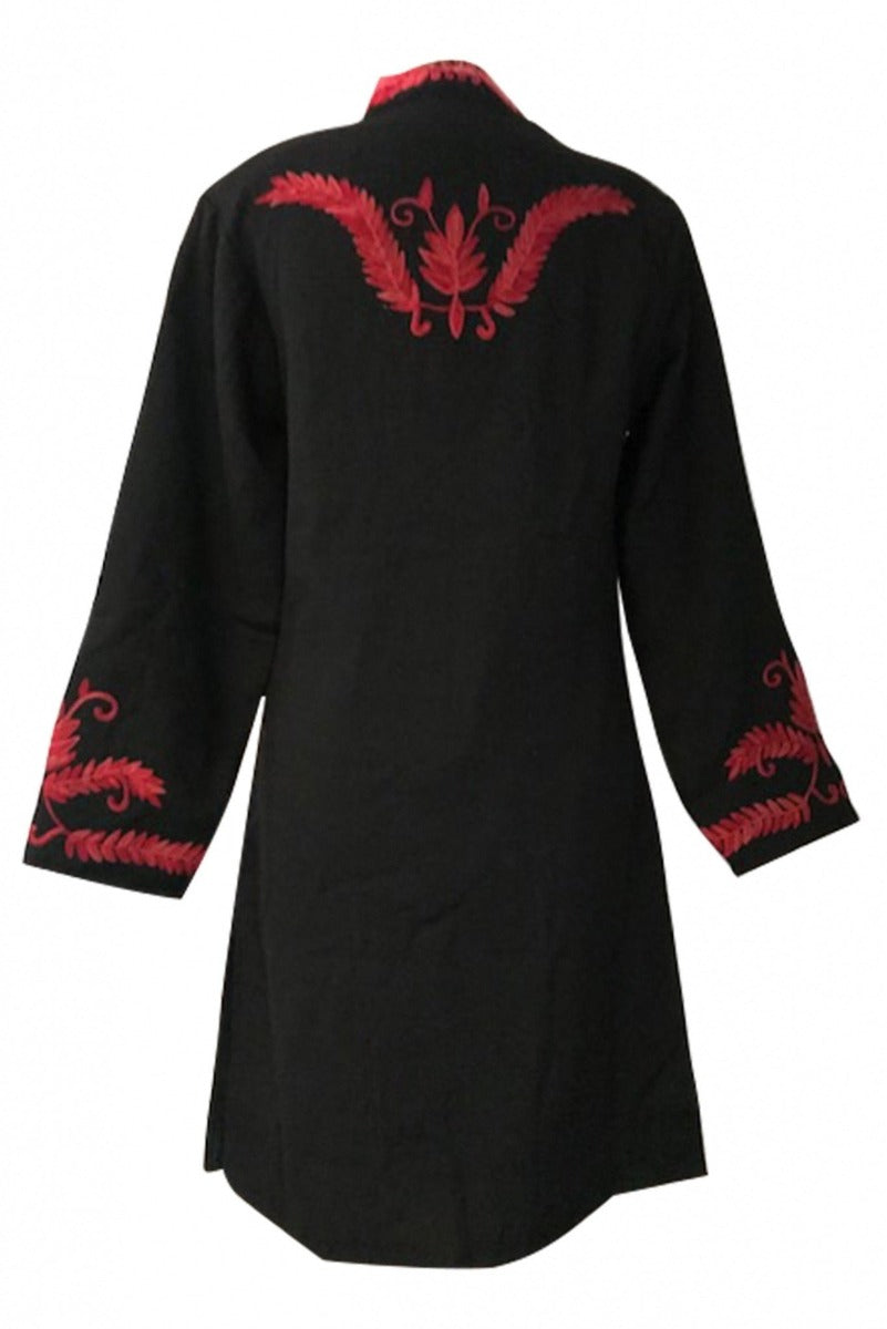 Black with Red Maharani Pure Wool Jacket