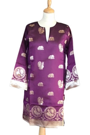 Plum Silky Sari Kaftan