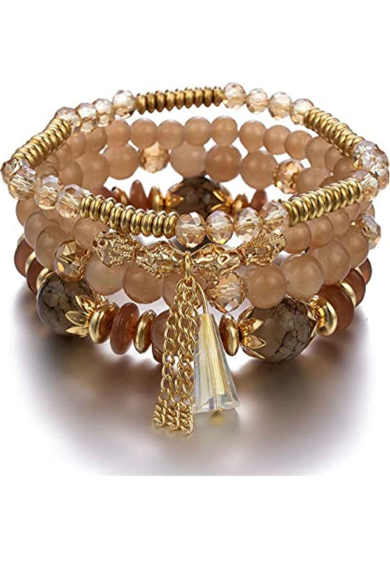 Beige & Brown Beaded Bracelet