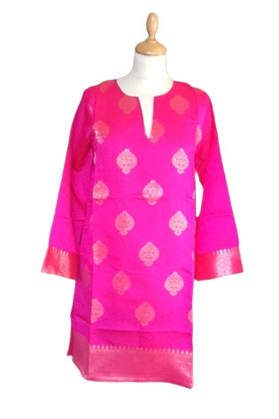 Pink Silky Sari Kaftan