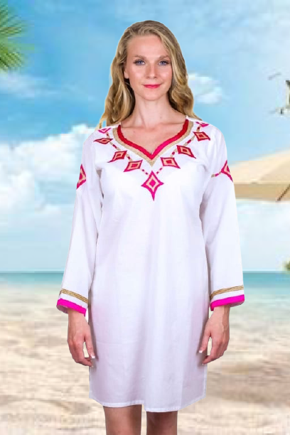 white-pink-Nefertiti-in-Ibiza-cotton-kaftan